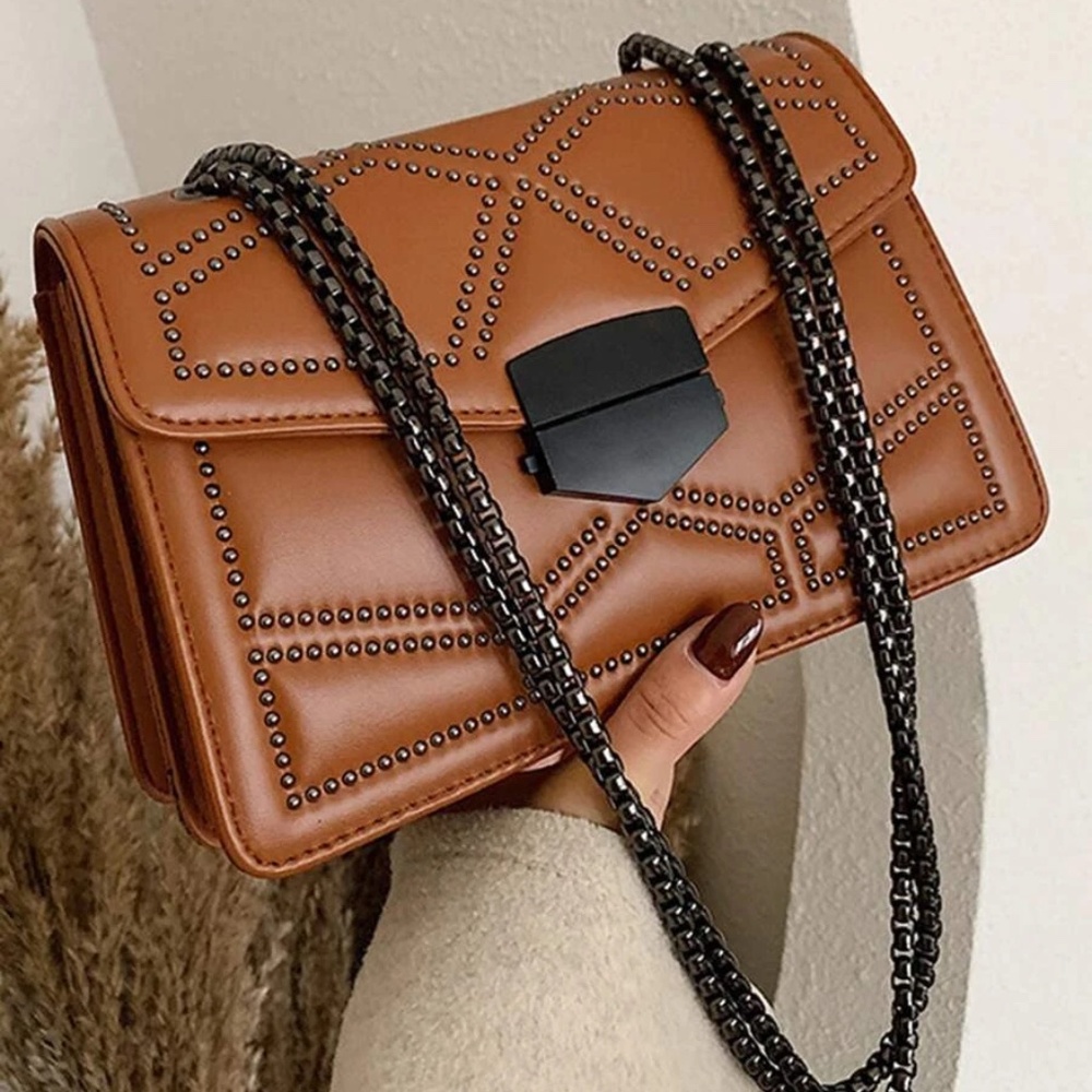 Studded Chain Evening Shoulder Crossbody Bag - Picture 1 of 14